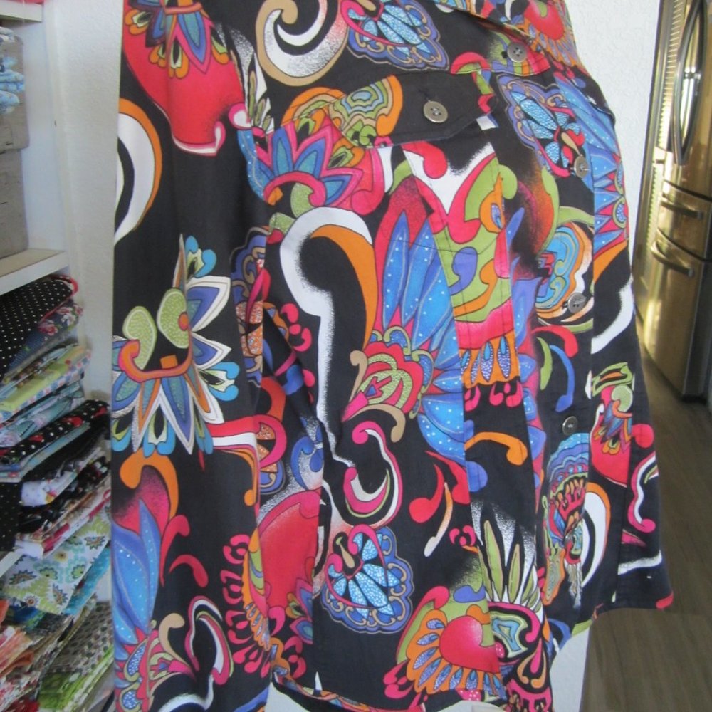 CHICOS - Black/Multi Color Over Jacket-Size 14/16 - Picture 2 of 6